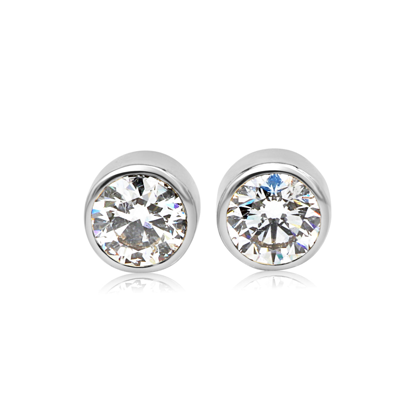 Stud Muffin Earrings White Gold One Carat