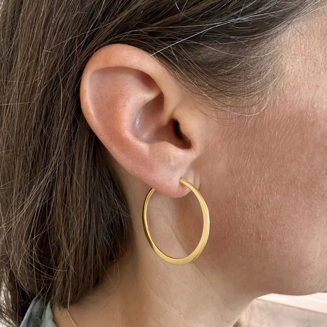 Large Crescent Hoop Earrings 14K Gold