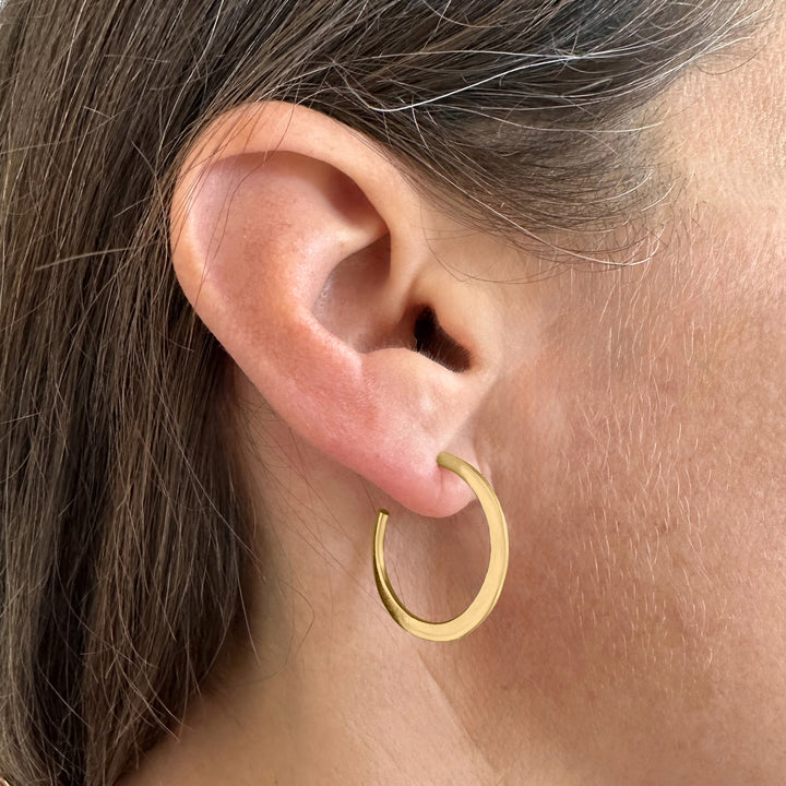 Medium Crescent Hoop Earrings 14K Gold