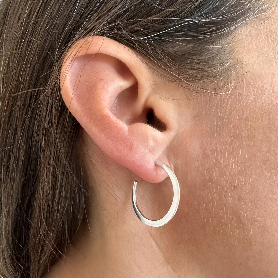 Medium Crescent Hoop Earrings 14K Gold