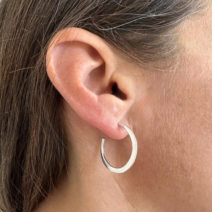 Medium Crescent Hoop Earrings 14K Gold