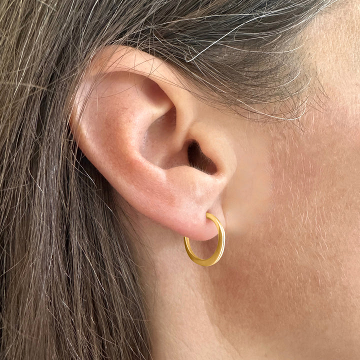 Small Crescent Hoop Earrings 14K Gold