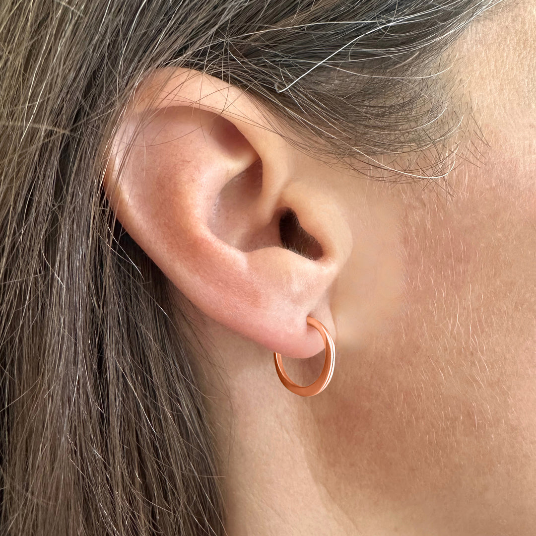 Small Crescent Hoop Earrings 14K Gold