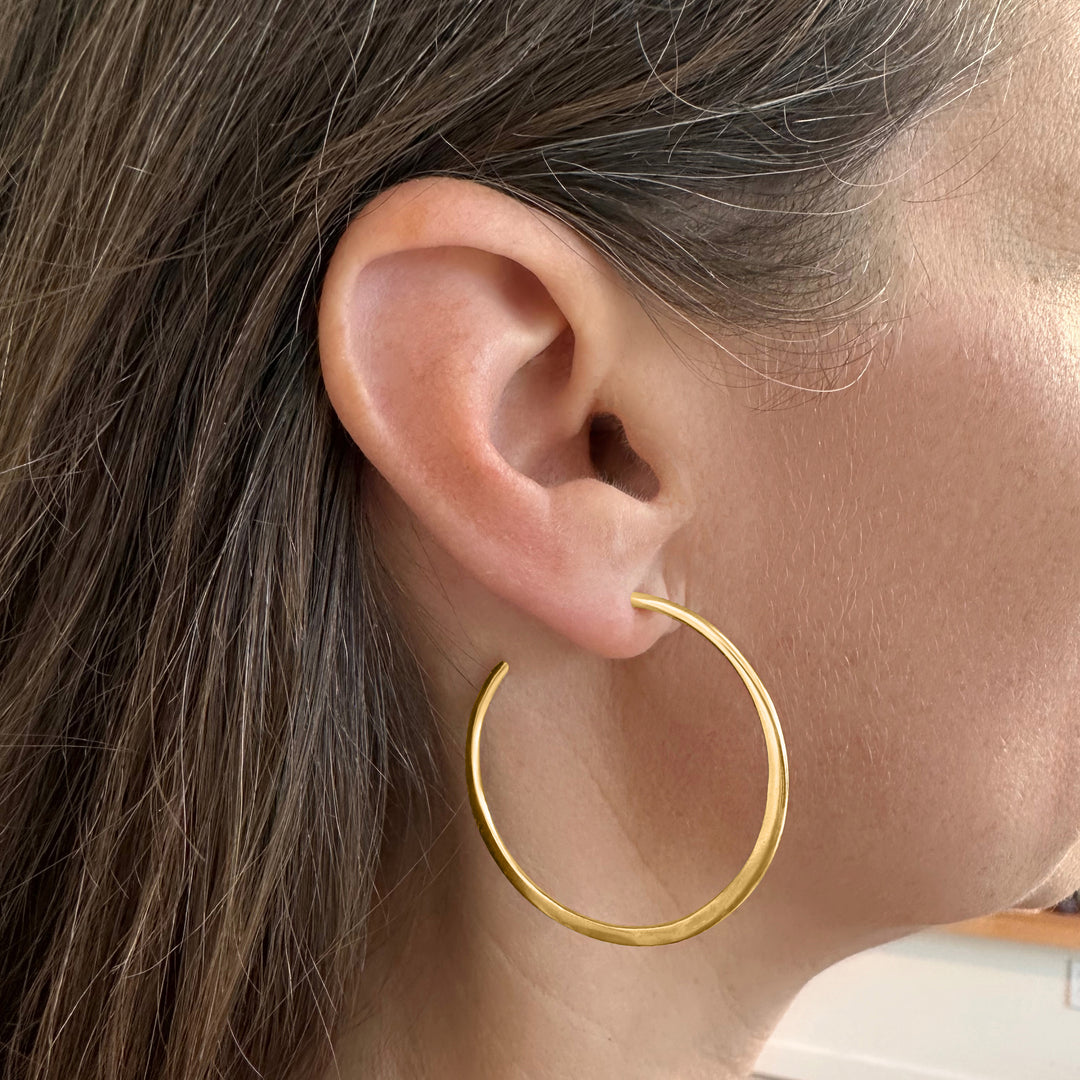 Extra-Large Crescent Hoop Earrings 14K Gold
