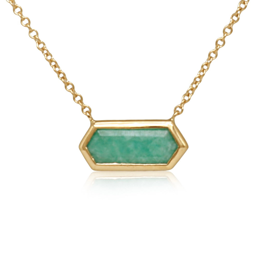 Amazonite Elongated Hexagon Necklace