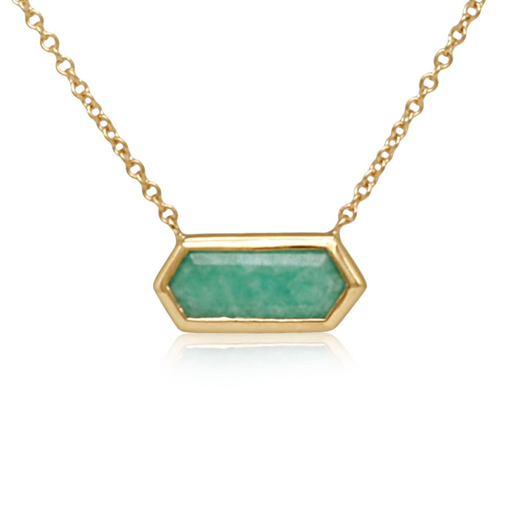 Amazonite Elongated Hexagon Necklace