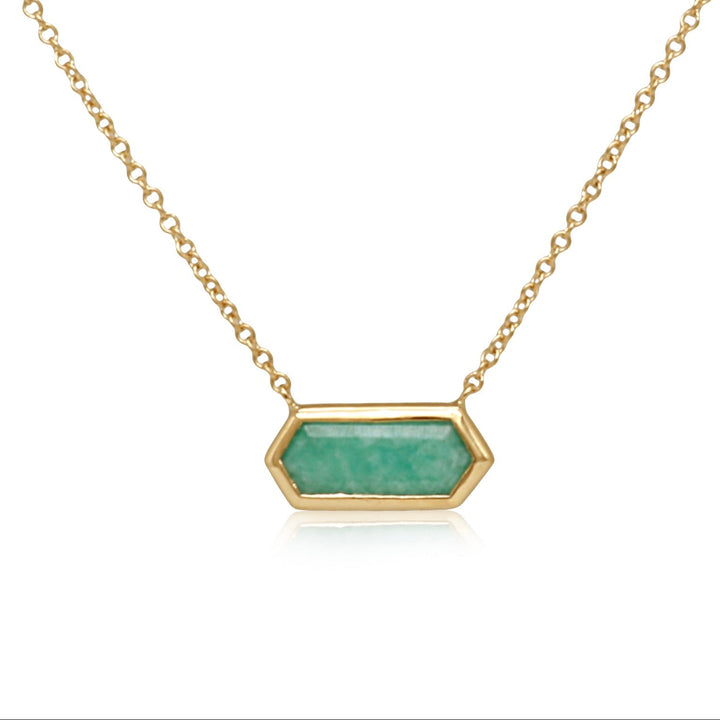 Amazonite Elongated Hexagon Necklace