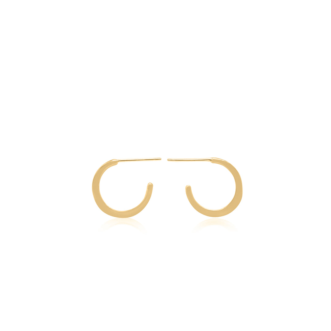 Small Crescent Hoops Sterling Silver + Brass
