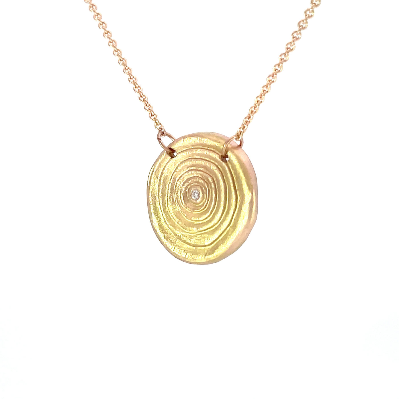 14K Tree Ring Necklace with Gem