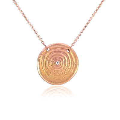 14K Tree Ring Necklace with Gem