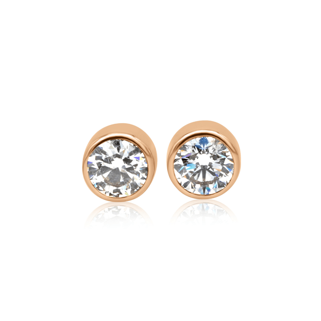 Stud Muffin Earrings Red Gold One Carat