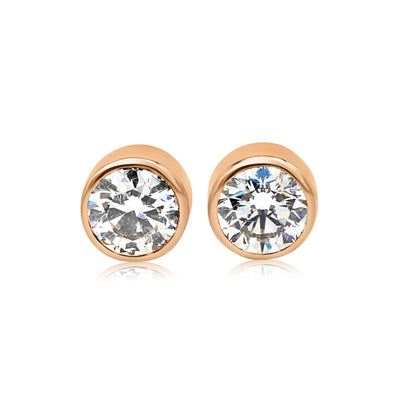 Stud Muffin Earrings Red Gold 2 Carat
