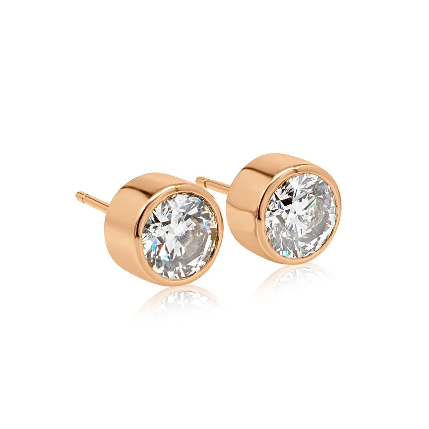 Stud Muffin Earrings Red Gold 2 Carat