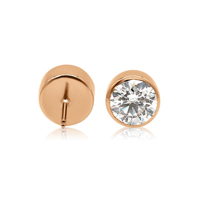 Stud Muffin Earrings Red Gold 2 Carat