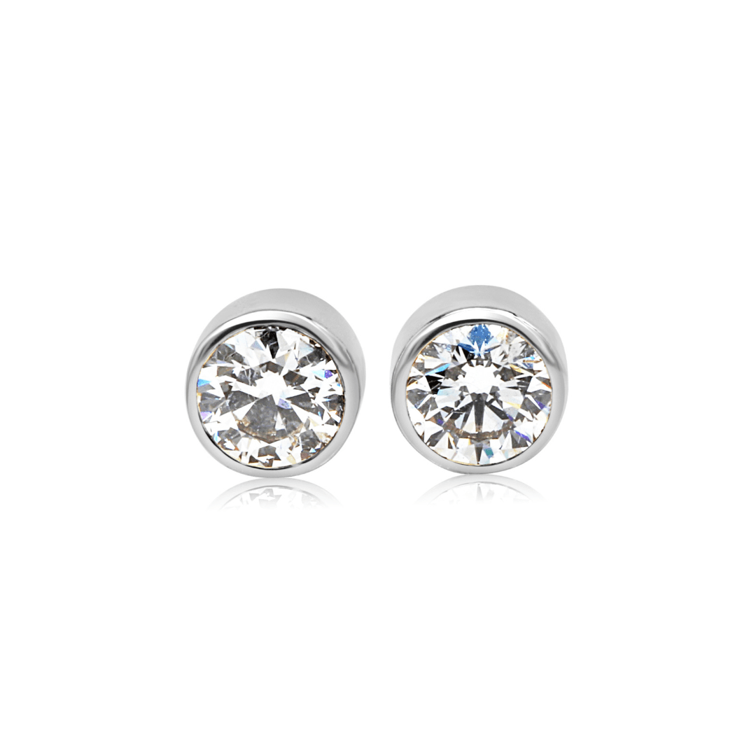 Stud Muffin Earrings White Gold One Carat