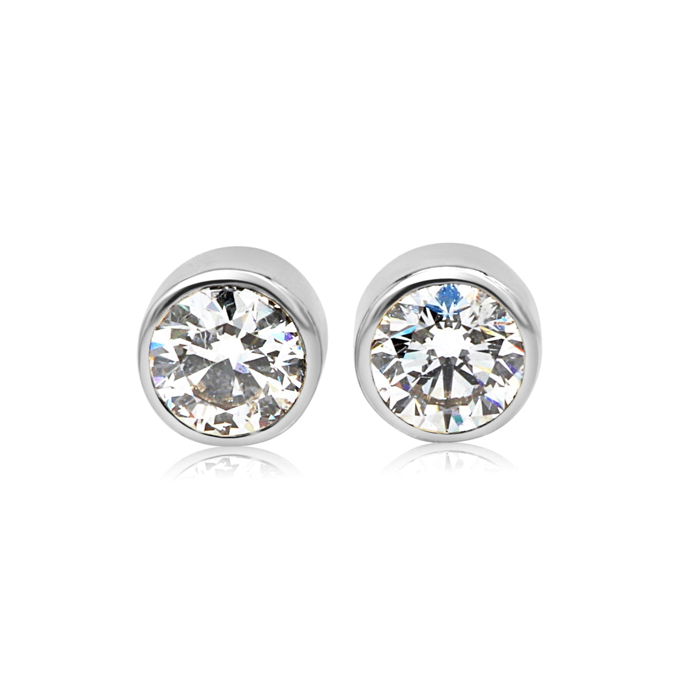 Stud Muffin Earrings White Gold 2 Carat