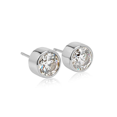 Stud Muffin Earrings White Gold One Carat