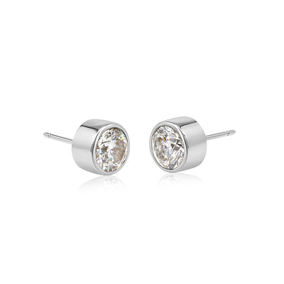 Stud Muffin Earrings White Gold One Carat