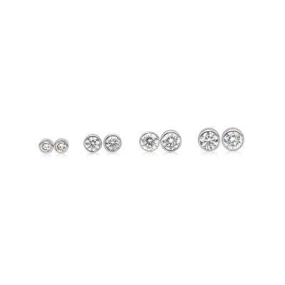 Stud Muffin Earrings White Gold One Carat