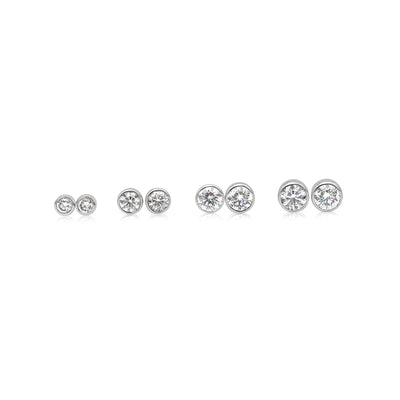 Stud Muffin Earrings White Gold 2 Carat