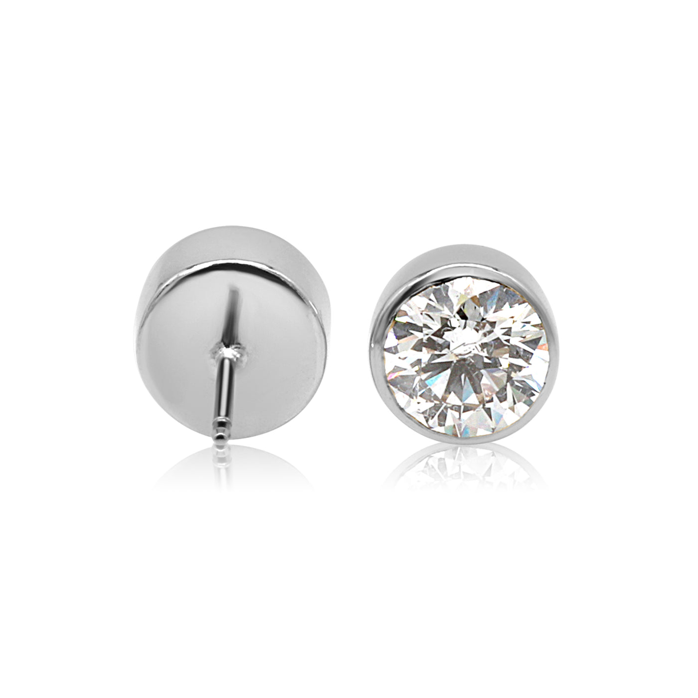 Stud Muffin Earrings White Gold One Carat
