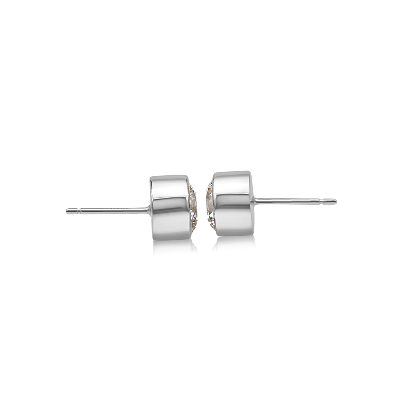 Stud Muffin Earrings White Gold One Carat