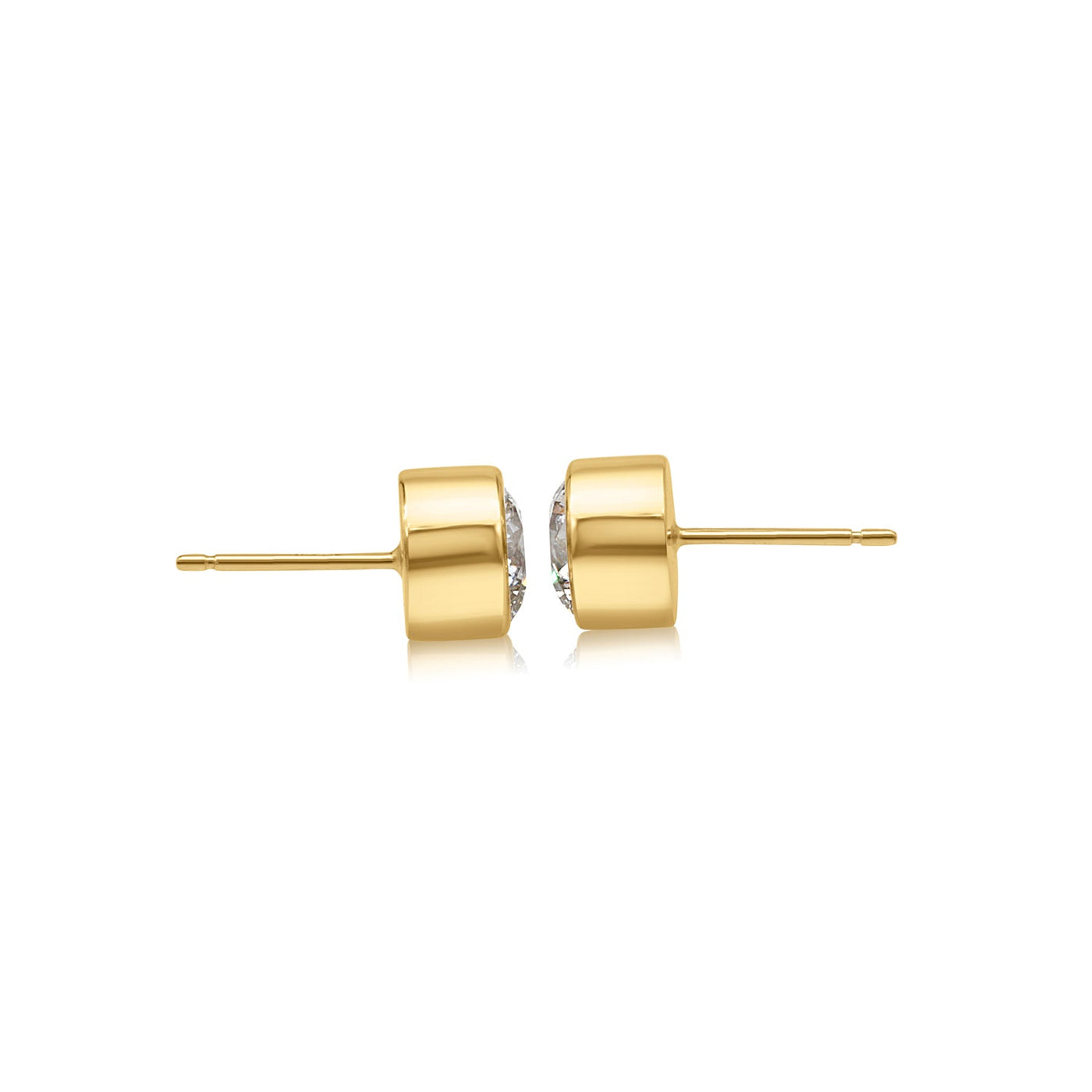 Stud Muffin Earrings Yellow Gold One Carat