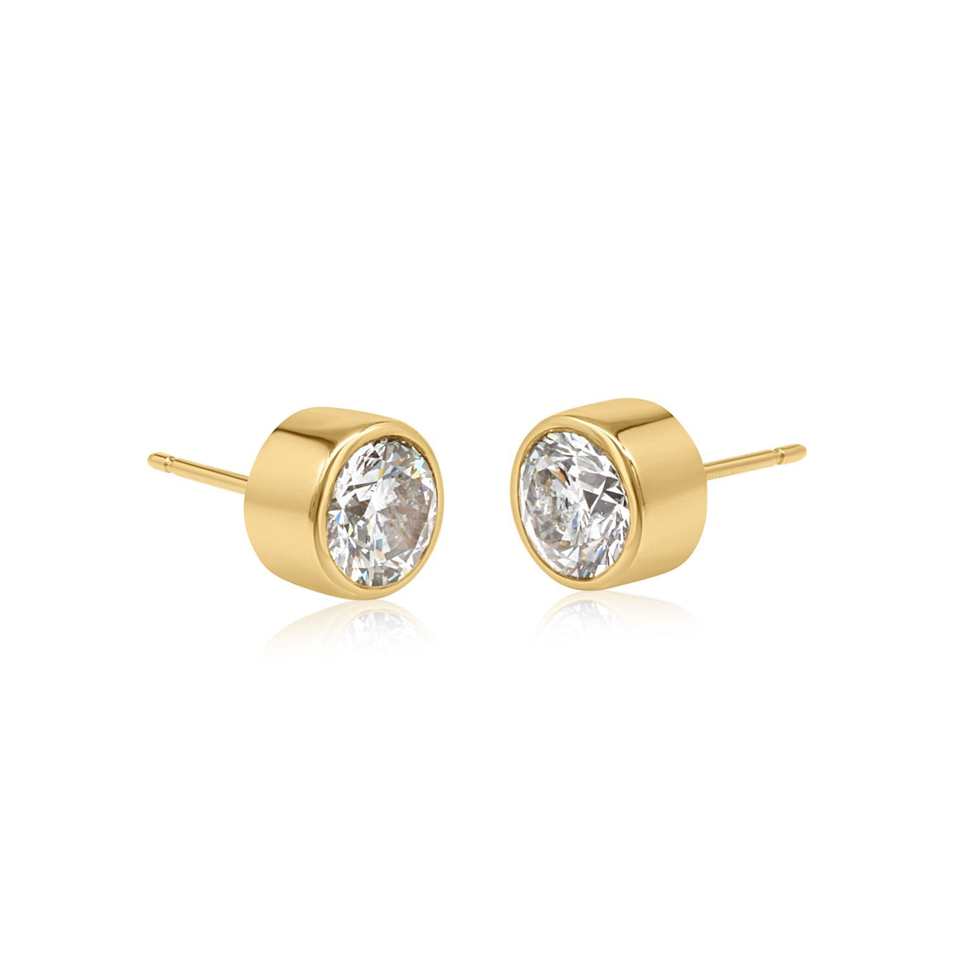 Stud Muffin Earrings Yellow Gold Two Carats