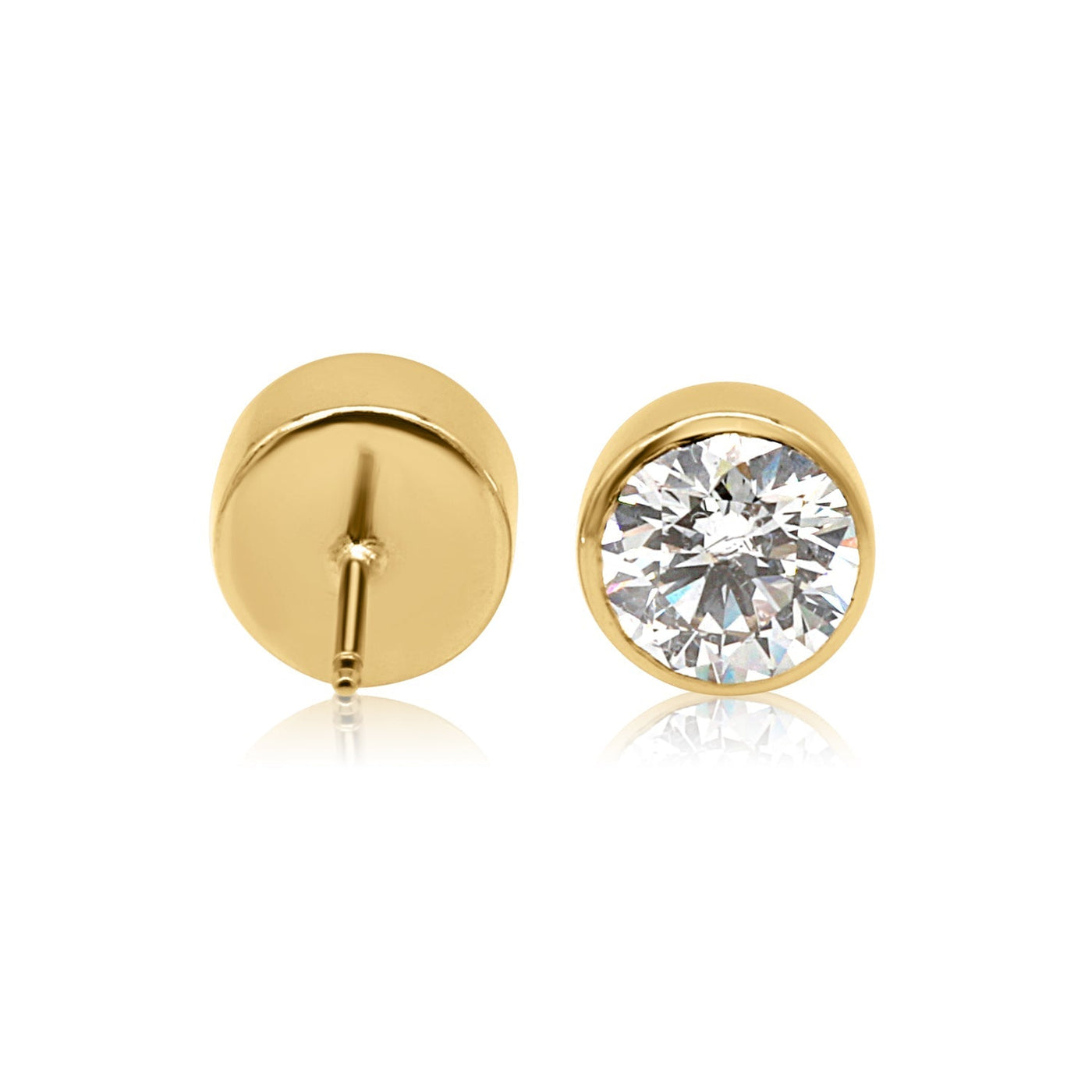 Stud Muffin Earrings Yellow Gold Two Carats