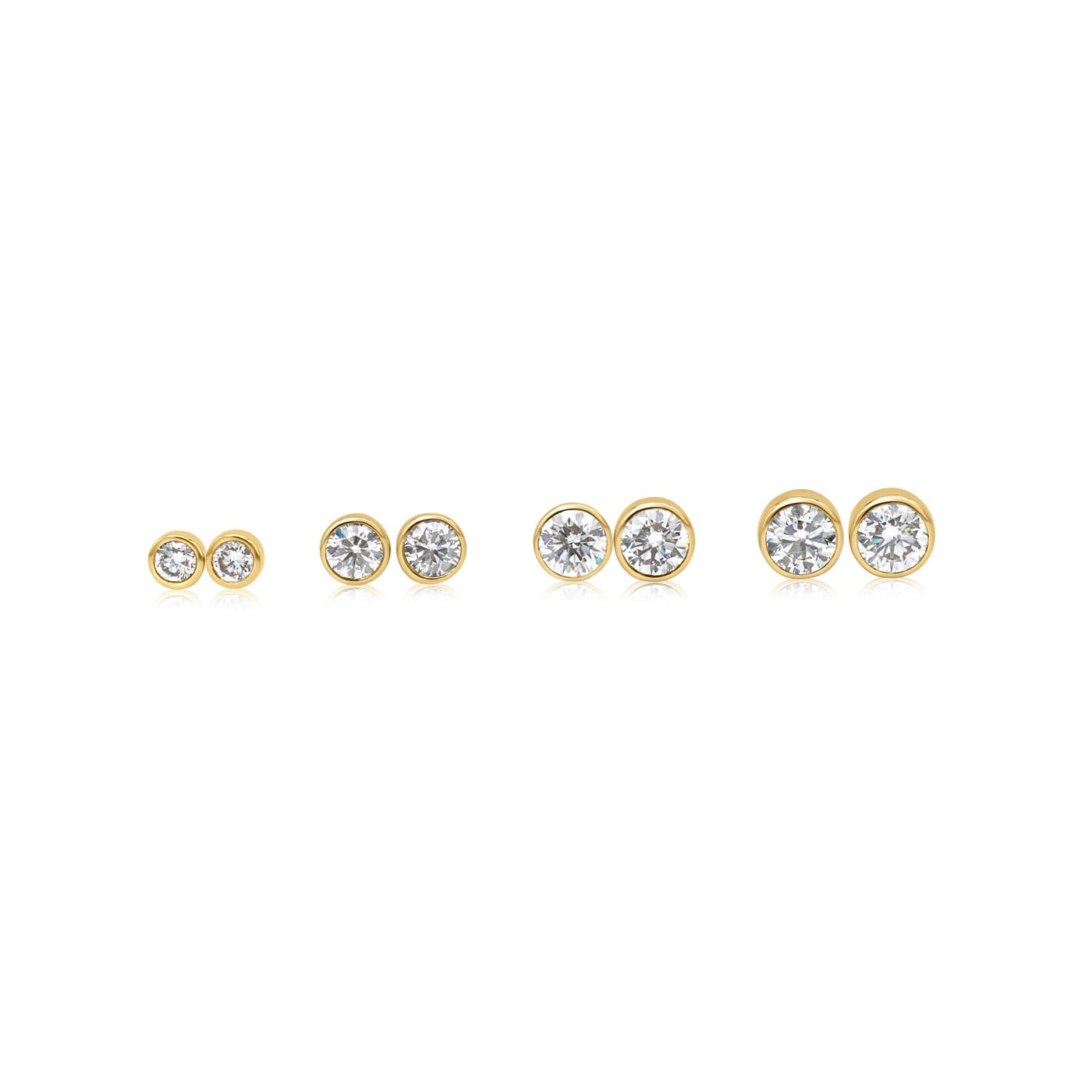 Stud Muffin Earrings Yellow Gold One Carat