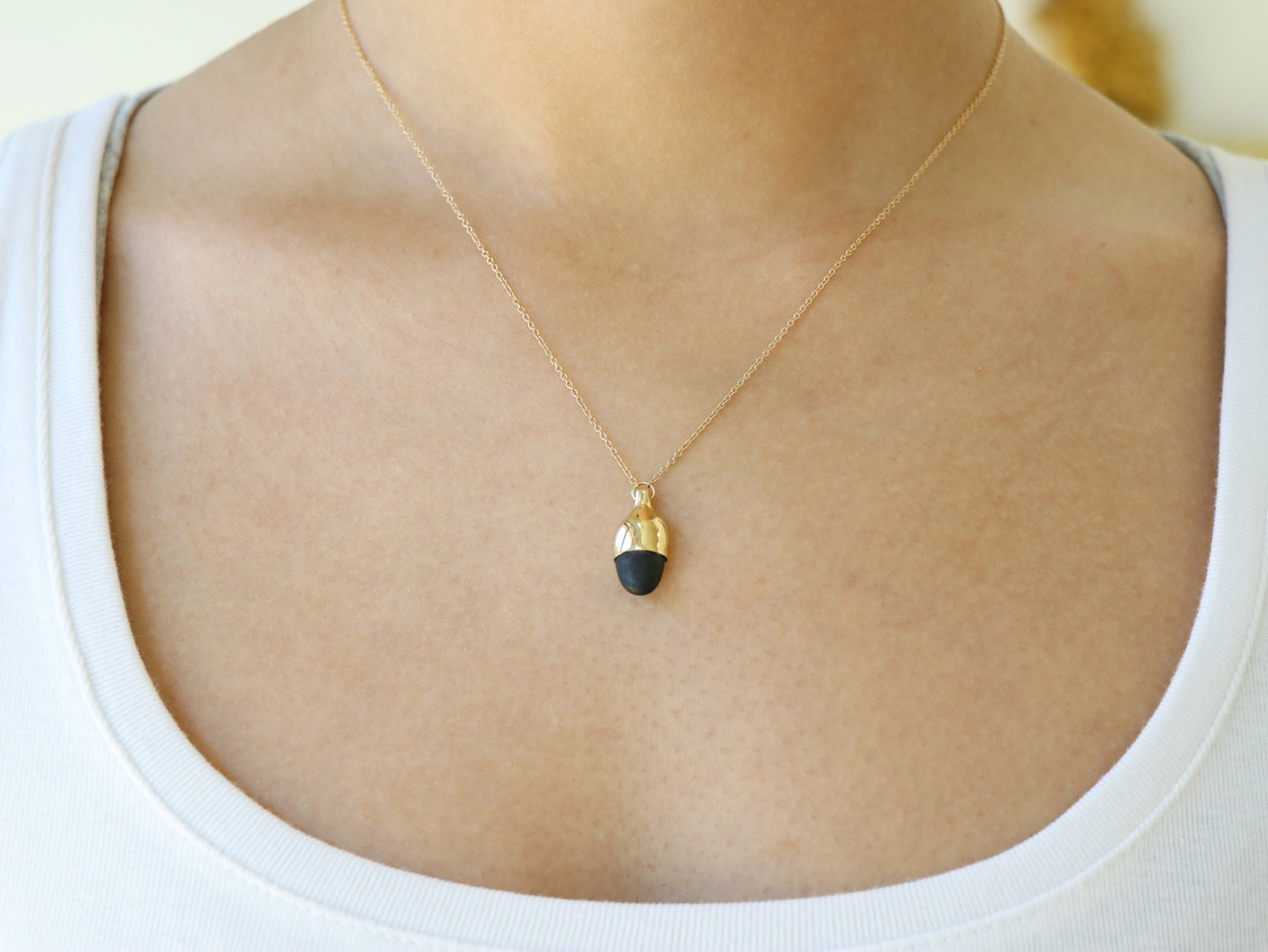 Gold Dipped Pebble Necklace #7