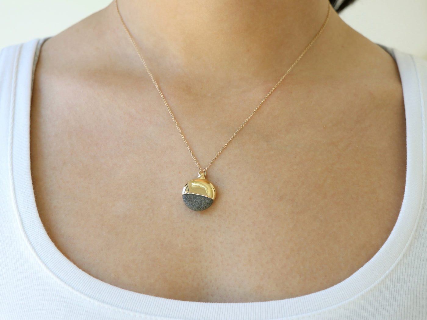 Gold Dipped Pebble Necklace #6