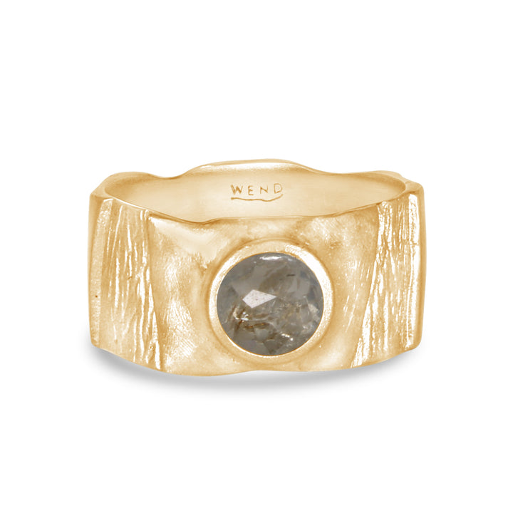 Pathways Yellow Gold Extra-Wide with Rustic Diamond