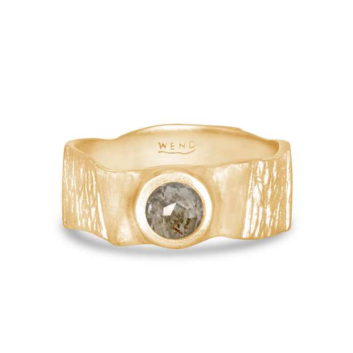 Pathways Yellow Gold Wide with Rustic Diamond