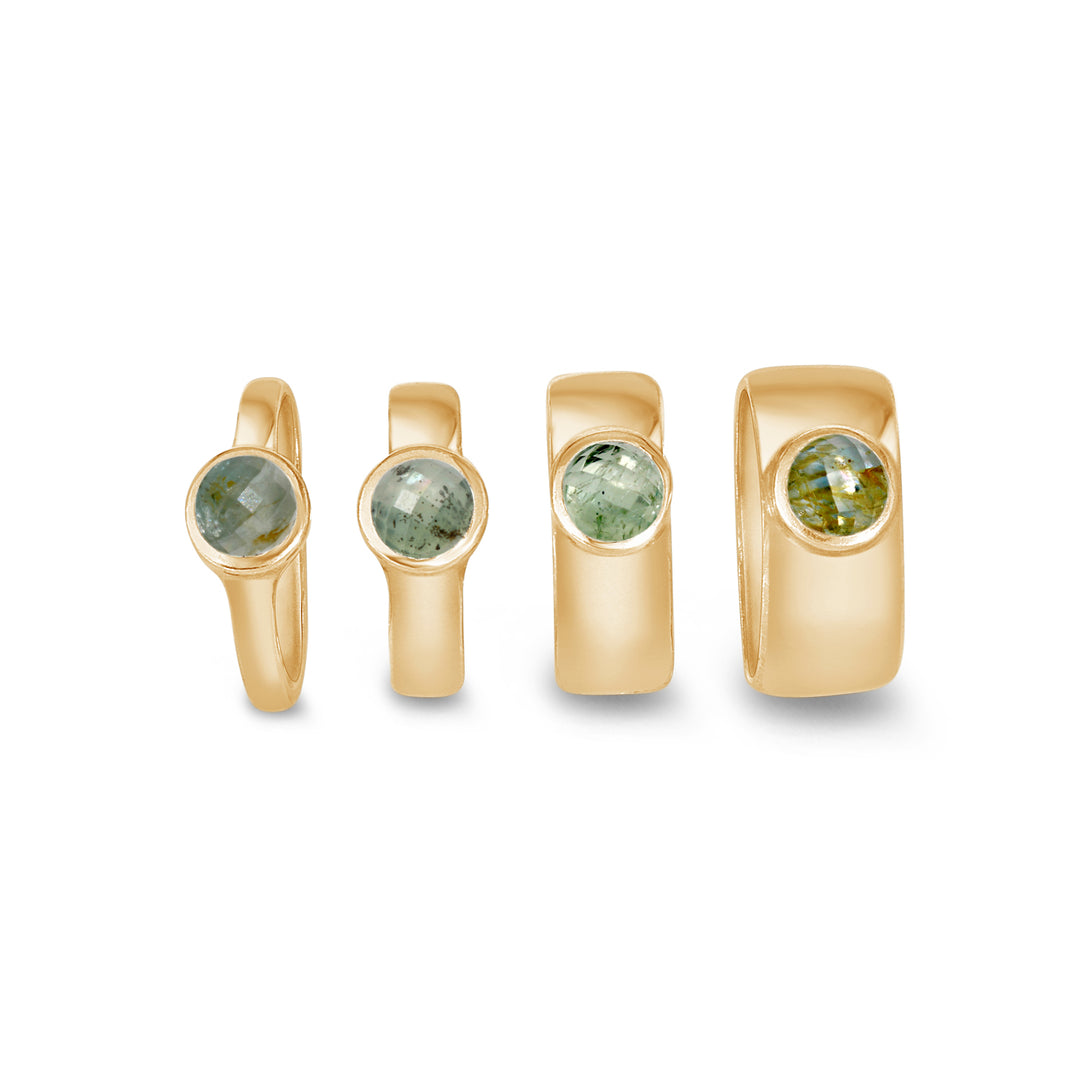 Smooth Yellow Gold Extra-Wide with Montana Sapphire