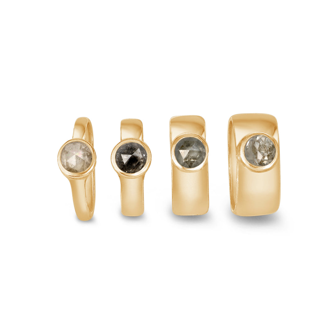 Smooth Yellow Gold Medium with Rustic Diamond