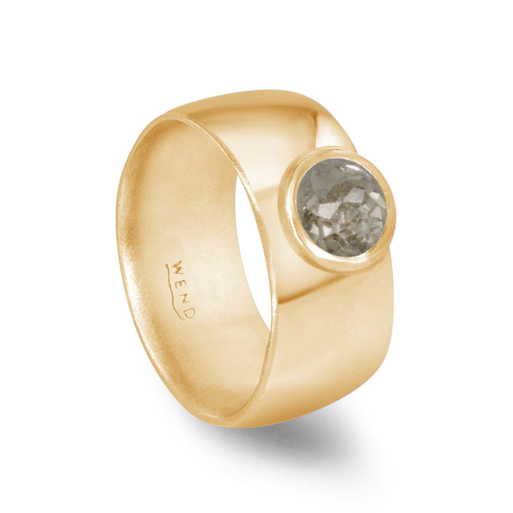 Smooth Yellow Gold Extra-Wide with Rustic Diamond