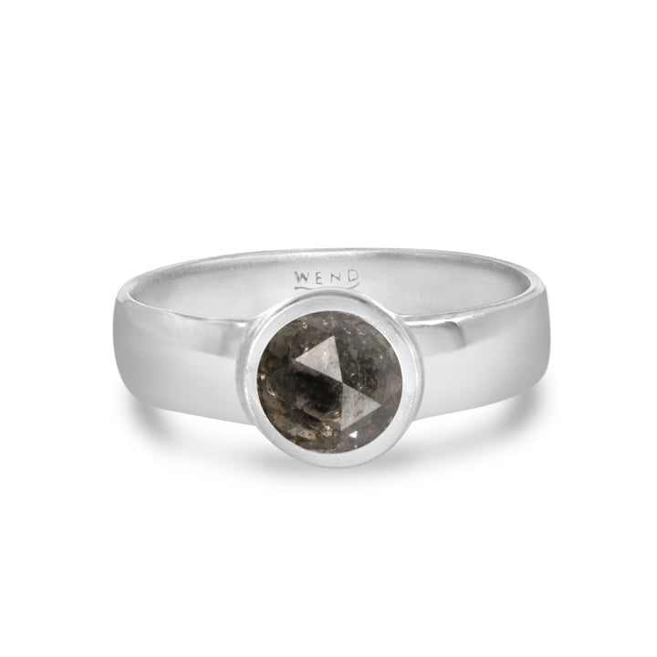 Smooth White Gold Medium with Rustic Diamond