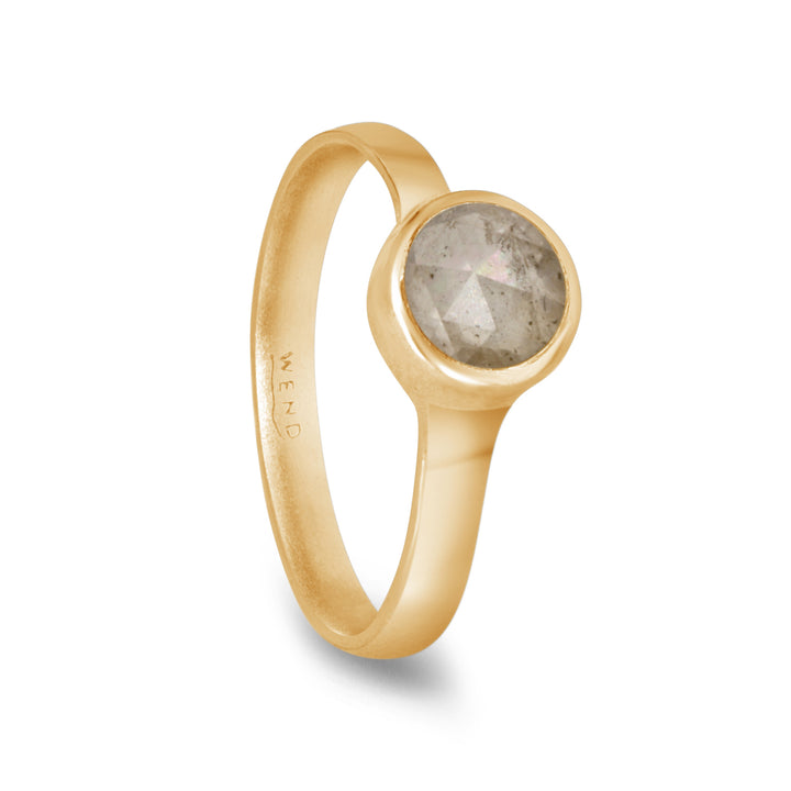 Smooth Yellow Gold Thin with Rustic Diamond