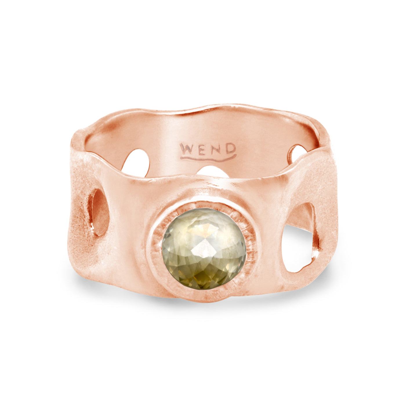 Tidepools ring band inspired by ocean tide pools with a rustic diamond in certified recycled gold by WEND Jewelry #gemstone-size_6mm