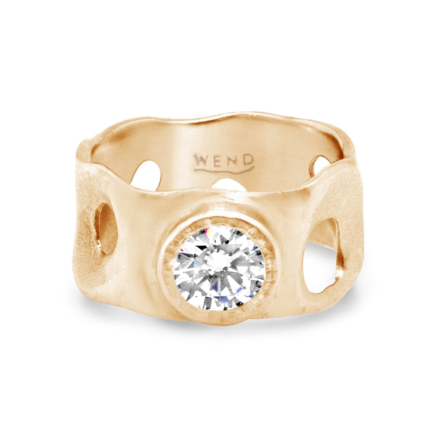 Tidepools ring band inspired by ocean tide pools with lab created diamond in certified recycled gold by WEND Jewelry #gemstone-size_6mm