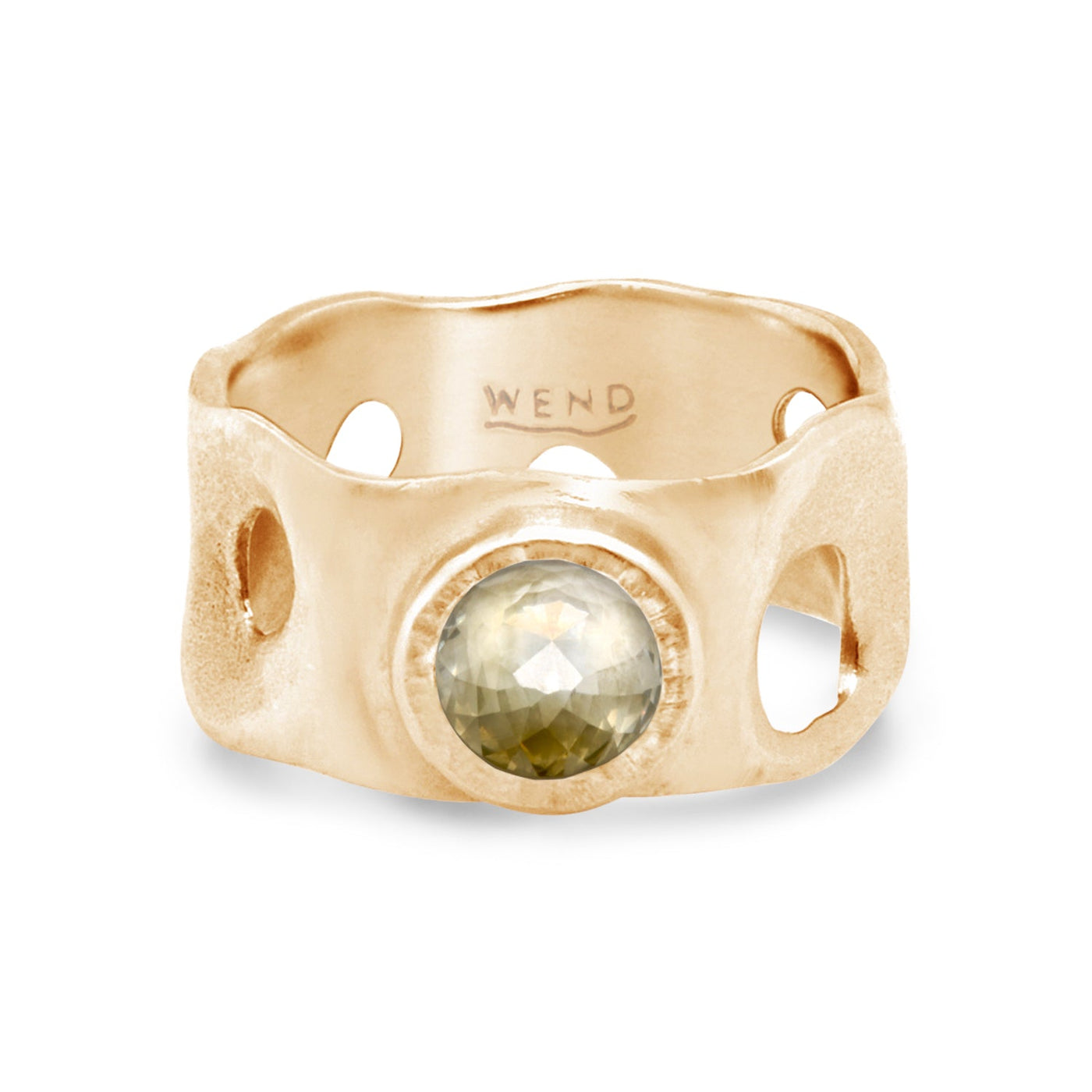 Tidepools ring band inspired by ocean tide pools with a recycled vintage diamond known as a heritage diamond in certified recycled gold by WEND Jewelry #gemstone-size_6mm