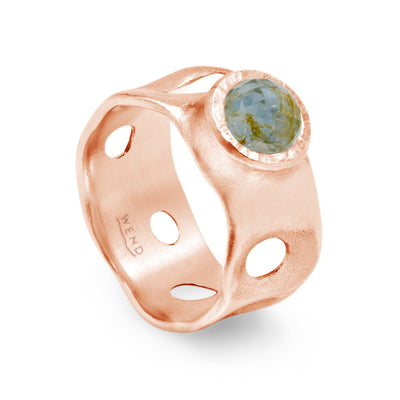 Tidepools ring band inspired by ocean tide pools with a rustic diamond in certified recycled gold by WEND Jewelry #gemstone-size_6-5mm