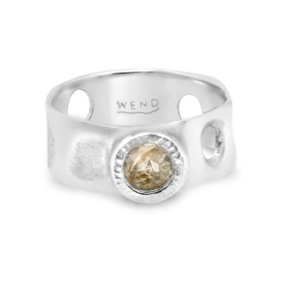 Tidepools sustainable wedding and engagement ring bands inspired by ocean waves and tide pools made in certified recycled gold by WEND Jewelry. #gemstone-size_5mm