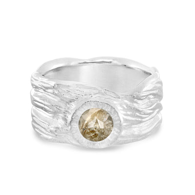 Roots ring bands look like branches or a branches ring with a recycled vintage diamond known as a heritage diamond in certified recycled gold by WEND Jewelry #gemstone-size_5mm