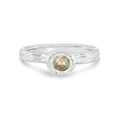 Roots ring bands look like branches or a branches ring with a lab created diamond in certified recycled gold by WEND Jewelry #gemstone-size_4mm