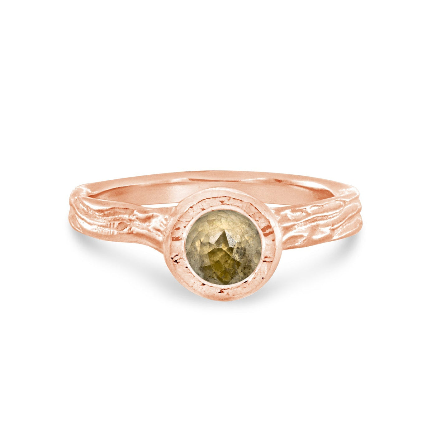 Roots ring bands look like branches or a branches ring with a rustic diamond in certified recycled gold by WEND Jewelry #gemstone-size_5mm