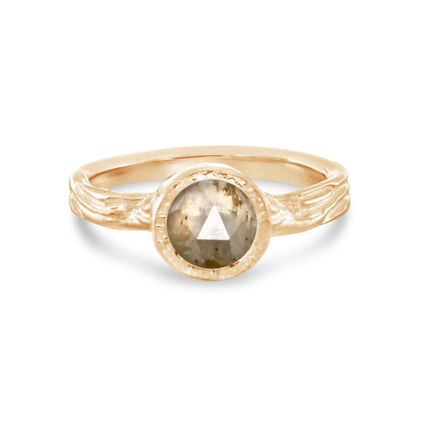 Roots ring bands look like branches or a branches ring with a rustic diamond in certified recycled gold by WEND Jewelry #gemstone-size_6mm