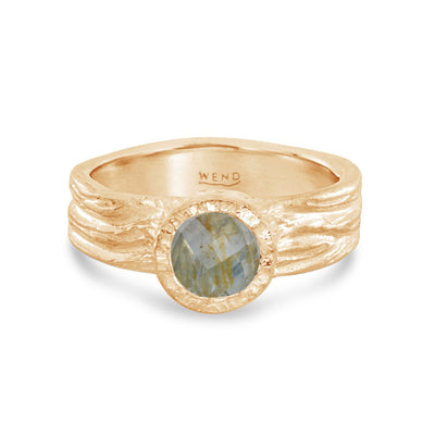 Roots ring bands look like branches or a branches ring with Montana Sapphire in certified recycled gold by WEND Jewelry #gemstone-size_6mm