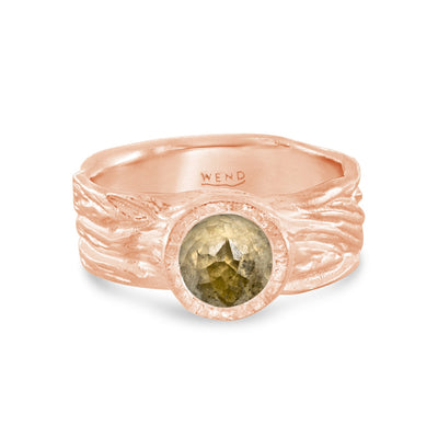 Roots ring bands look like branches or a branches ring with a recycled vintage diamond known as a heritage diamond in certified recycled gold by WEND Jewelry #gemstone-size_6-5mm